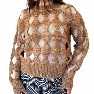 NEW DEGEN diamond crewneck sweater in camel